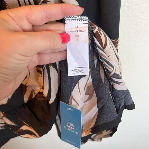 Tropical Print Flutter Sleeves Dress - Black M, NWT - Picture 5 of 7